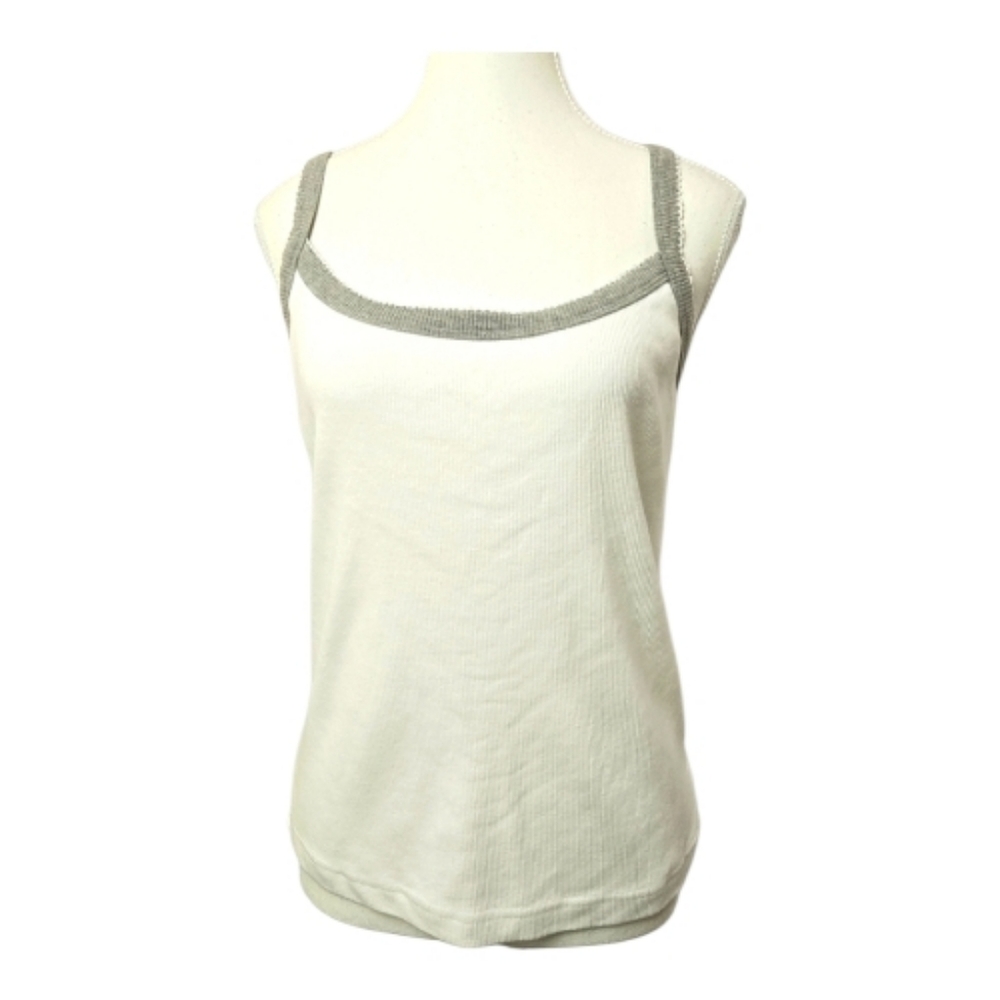 Vintage Northern Spirit White Ribbed Tank Top L Classic Minimalist